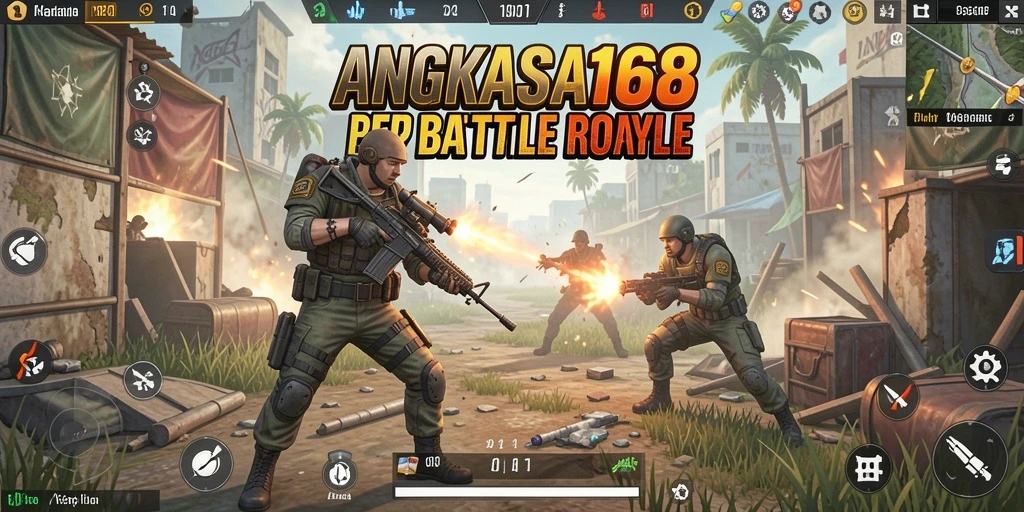 Tampilan seru gameplay Battle Royale di ANGKASA168.