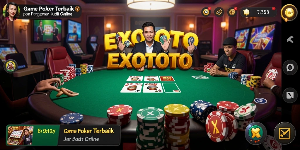 Tangkapan layar gameplay EXOTOTO yang menampilkan aksi Poker yang seru.