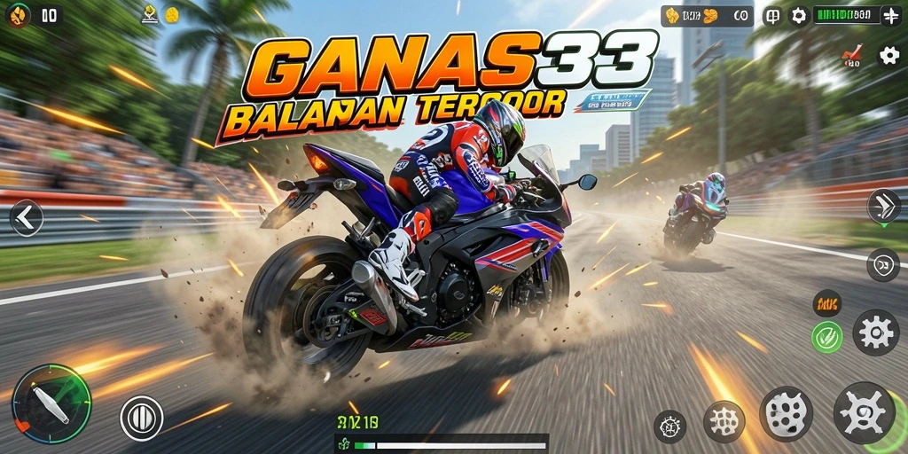 Gameplay seru balap motor di GANAS33 dengan trek menantang.