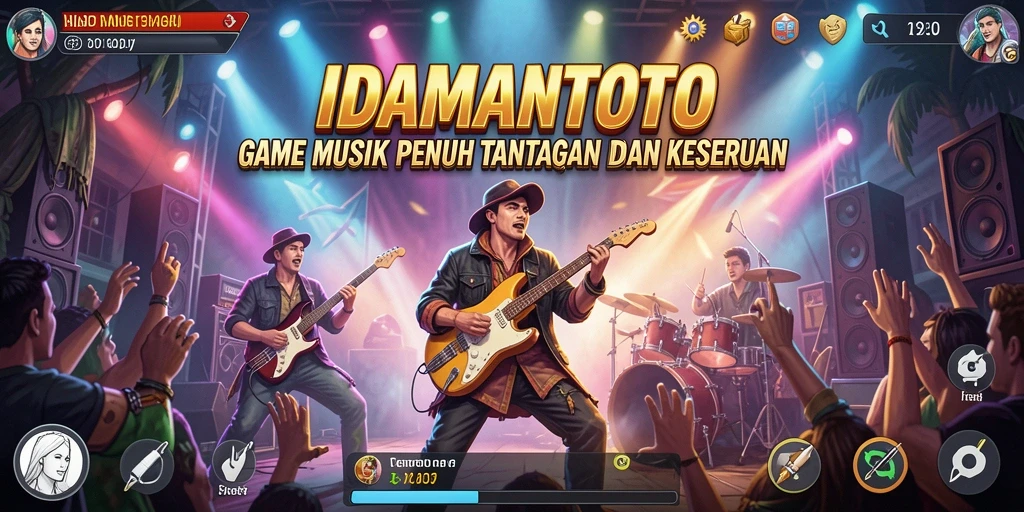 Tampilan gameplay IDAMANTOTO dengan not musik yang menari.