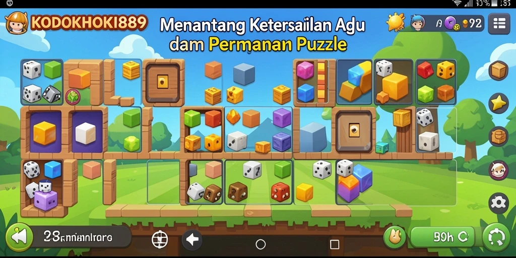 Screenshot gameplay KODOKHOKI889 yang menampilkan tantangan puzzle.