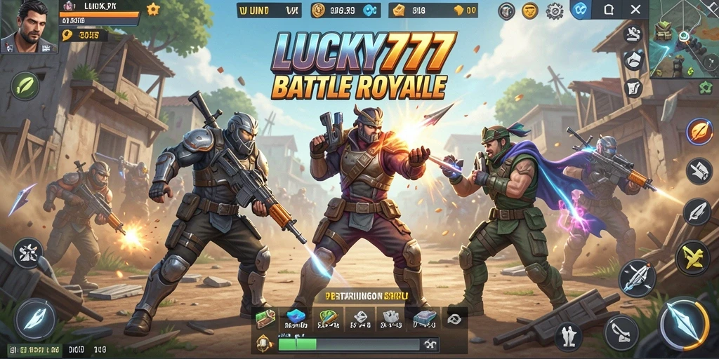 Screenshot gameplay dari LUCKY777 menunjukkan aksi seru Battle Royale.