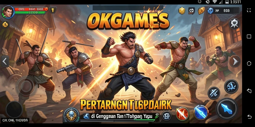 Tangkapan layar menampilkan pertarungan seru di OKGAMES.