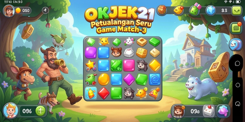 Tampilan gameplay seru dan penuh warna dalam OKJEK21.