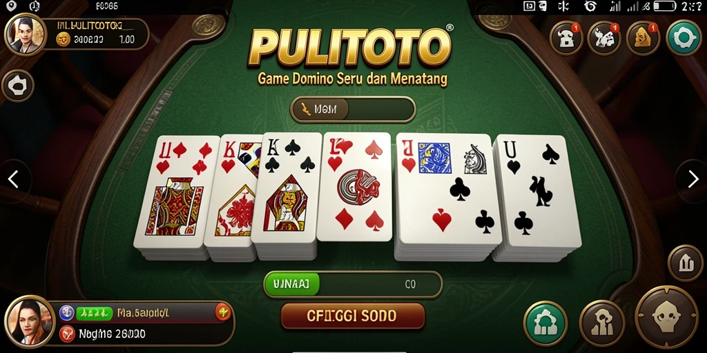 Tampilan gameplay seru PULITOTO dengan keseruan bermain Domino.