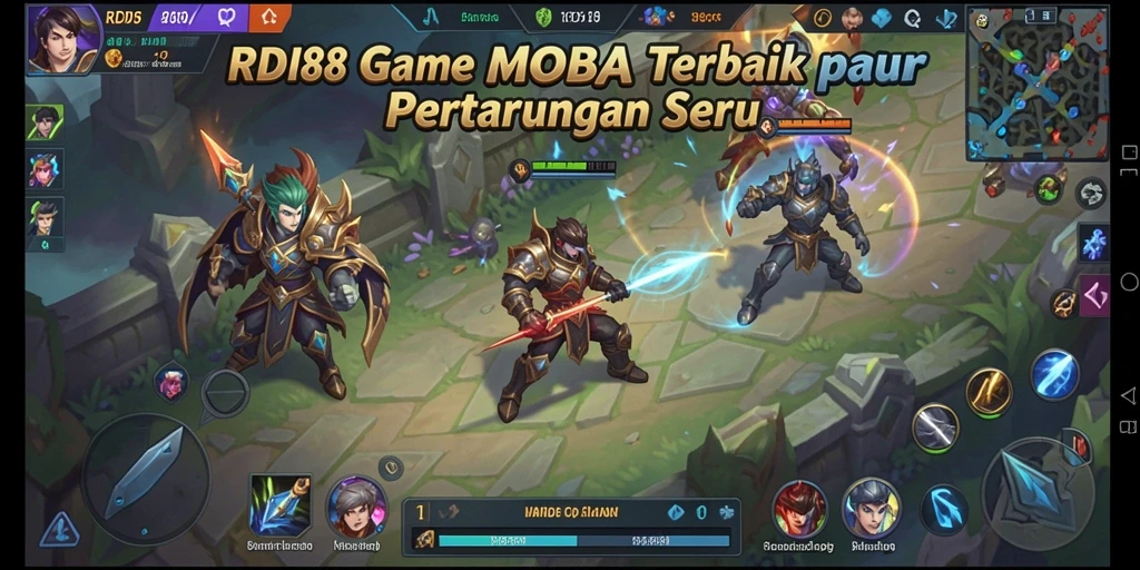 Screenshot gameplay RDI88 dalam pertempuran MOBA yang seru.