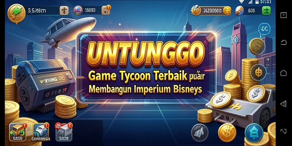 Tampilan gameplay UNTUNGGO yang menampilkan keseruan membangun bisnis.