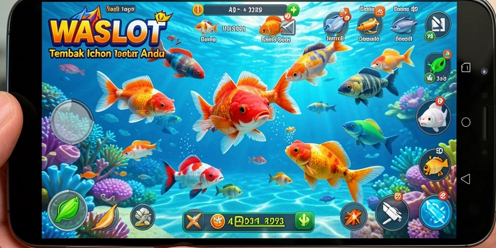 Screenshot utama WASLOT menampilkan aksi menembak ikan yang seru dan mengasyikkan.