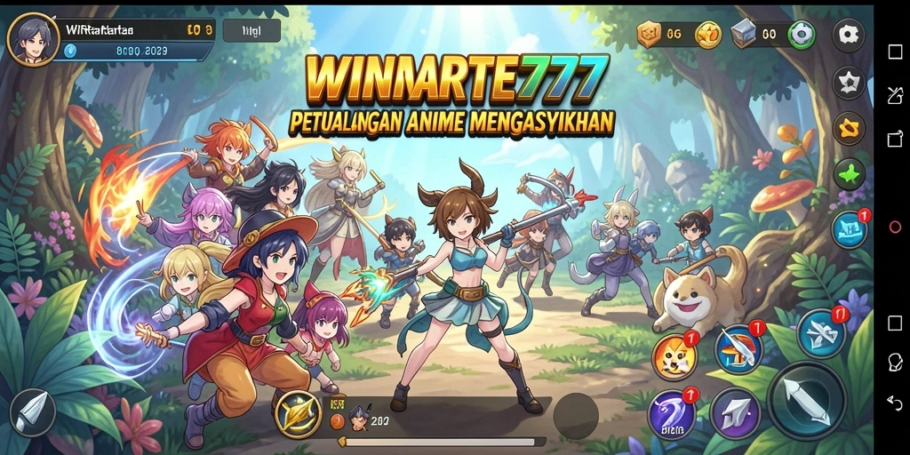 Screenshot gameplay WINRATE777 yang menampilkan aksi karakter anime.